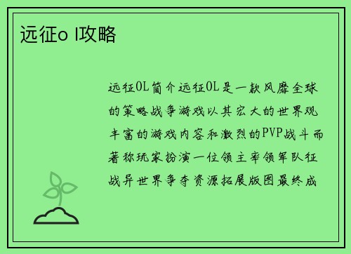远征o l攻略